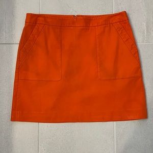 Ann Taylor Loft short orange A line cotton skirt size 10